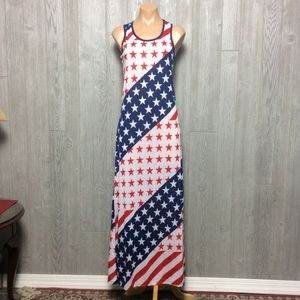 NWT Red, White and Blue Star Maxi Dress Large L